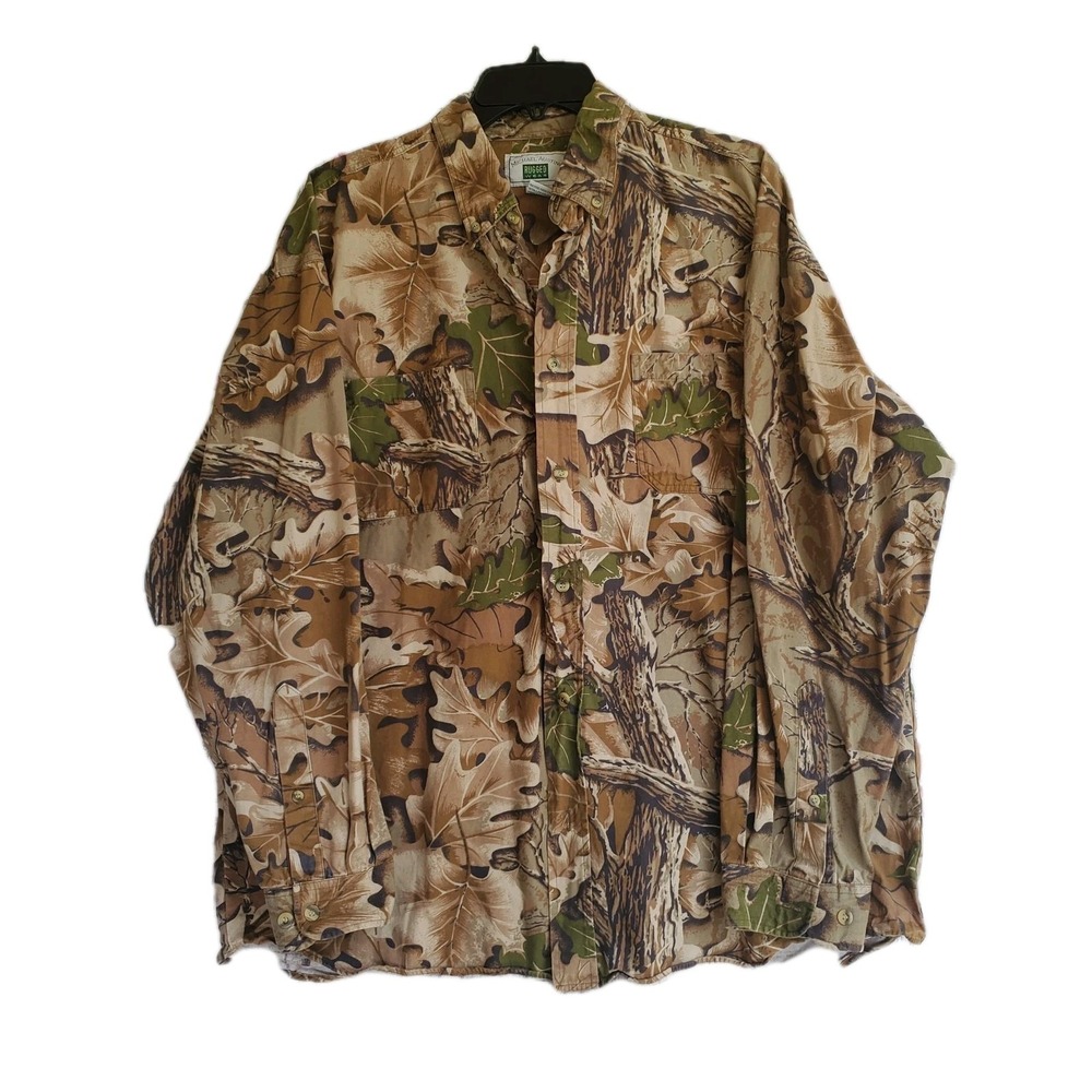 Vintage Michael Austin Rugged Wear Men's XL Camo Hunting Shirt Button Up Cotton